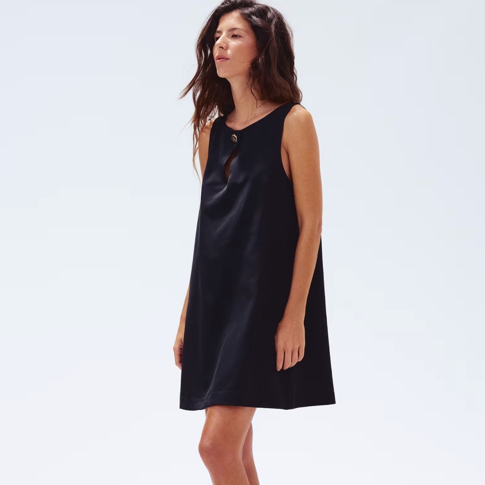 Zara Black Sleeveless Top with Button Detail